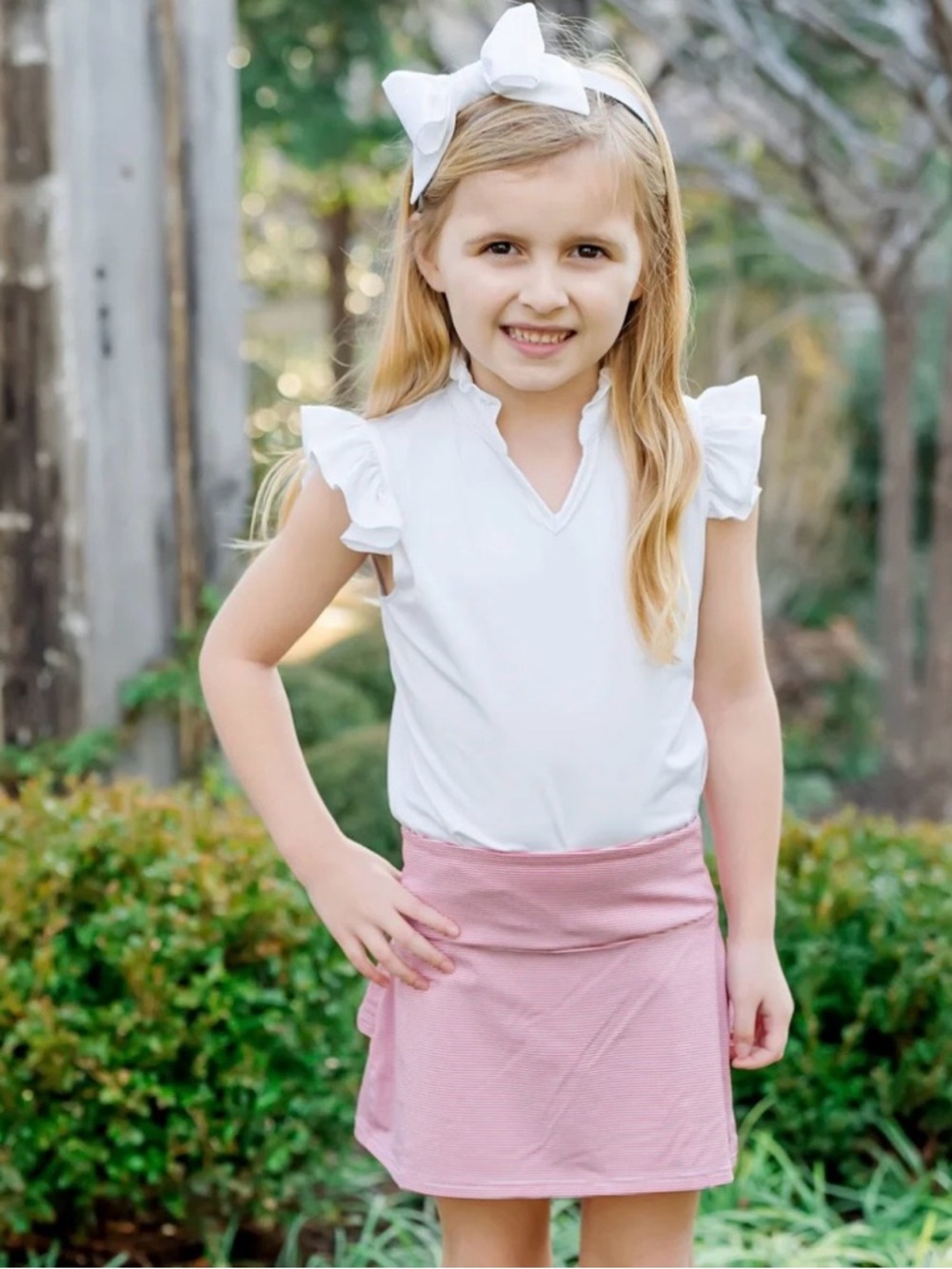 NWT Lila And Hayes Girls Sz 14 Red White Stripes Performance Skort Pockets